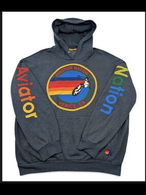 Aviator Nation Relaxed Pullover Hoodie Venice CA Medium
